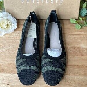 Sanctuary Womens SA Social Slide On Animal Print Flats Green 8.5 M